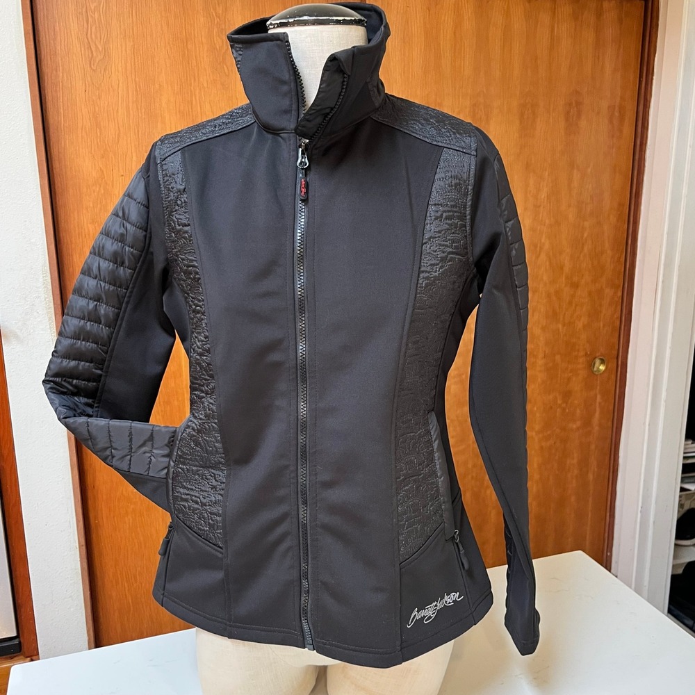 Barrett-Jackson Womens‎ Hybrid Le Mans Jacket Black Quilted Full Zip Size M